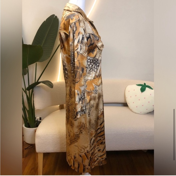 Roberto Cavalli S/S 2004 Feather Print Silk Shirt Dress - Picture 5 of 11